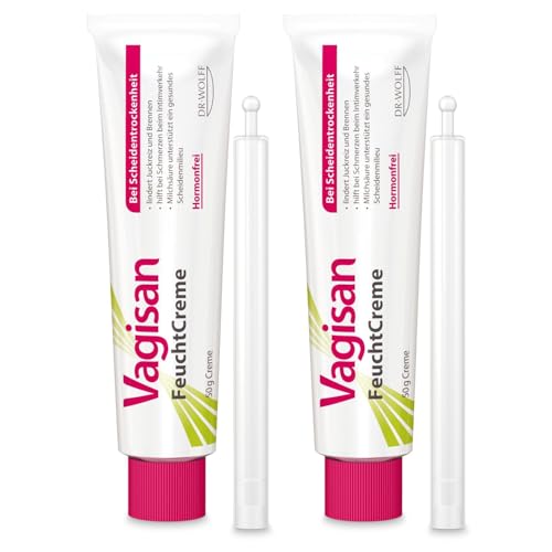 Vagisan FeuchtCreme - 2 x 50 g I hormonfreie Intim-Creme gegen Scheidentrockenheit I lindert Brennen Jucken und Schmerzen bedingt durch eine trockene Scheide I Scheidencreme gegen Schmerzen beim Sex