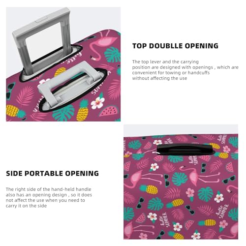 Summer Flamingo Print Luggage Cover For Suitcase,Washable Elastic Travel Suitcase Protector With Zipper Closure And Bottom Buckle – Fits 18-32" Luggage-Medium3