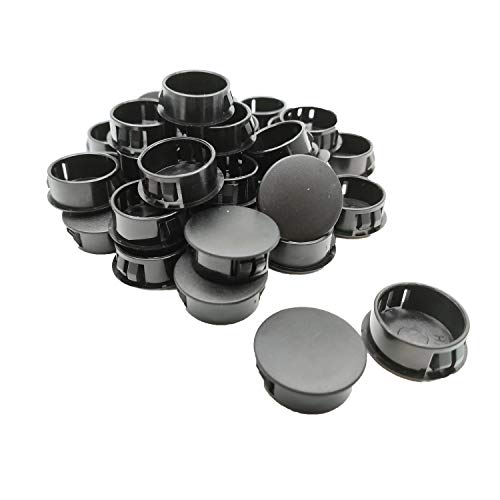Bung Hole Plug,Susenya Panel Hole Plugs Plastic Hole Plug Button Top Blanking Drilling Cover Caps Plugs 1-3/4-Inch Black Set of 32