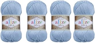 4 Balls Hand Knitting Yarn 100% Microfiber Acrylic Yarn Alize Diva Silk Effect Thread Crochet Art Lace Craft Lot of 4 skeins 400gr 1532yds (350)