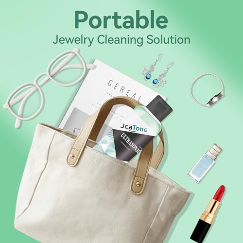 Image of Ultrasonic Jewelry Cleaner, 4oz Jewelry Cleaner Solution for Rings | Remove Odors Discoloration & Stains, Mint Eco Gentle Formula, High Yield Dilution, Safe On Diamonds, Gold, Silver, Green