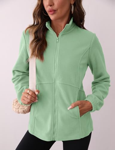IECCP Fleecejacke Damen Durchgehender Reißverschluss Outdoor Fleecejacken Leicht und Warm Mode 2025