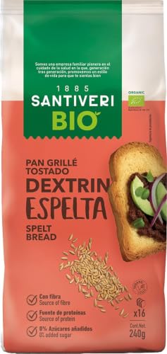SANTIVERI - Dextrin Espelta – Tostadas de Pan 100% Espelta - Alto en Fibra, Sin Azúcares Añadidos, Vegano – 300 g