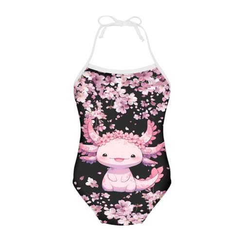Image of Girls One Piece Swimsuit Beach Bathing Suit Toddler Floral Halter Straps Swimwear for 1-10 Years