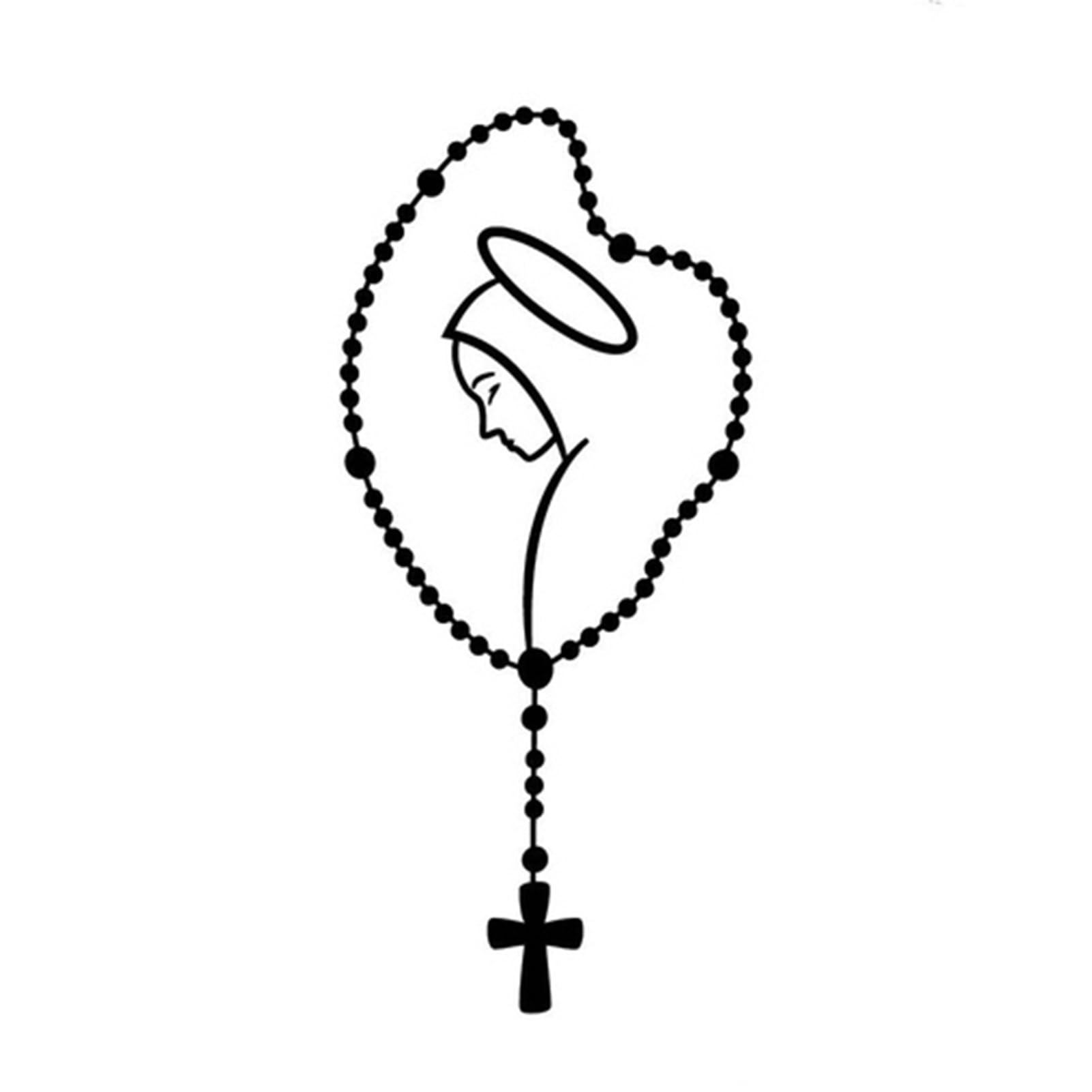 matumou Self-adhesive Mary Rosary Car Body Bumper Window Decorative Decals Sticker for Buses Auto Truck Car Decal