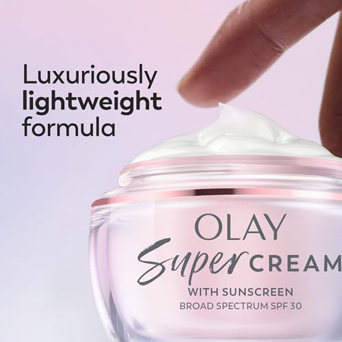 Image of Olay Super Cream with Sunscreen SPF 30, Trial Size, Lightweight Face Moisturizer with Sun Protection, 5-in-1 Skin Care Benefits - Hydrating, Brightening, Firming - Niacinamide, Vitamin C, 15 mL