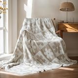 TULAOMAO Checkered Throw Blanket, Ultra Soft Microfiber Blanket Plush Warm Reversible Blanket, Pattern Throw for Couch Bed Sofa(Beige, 50'x60')