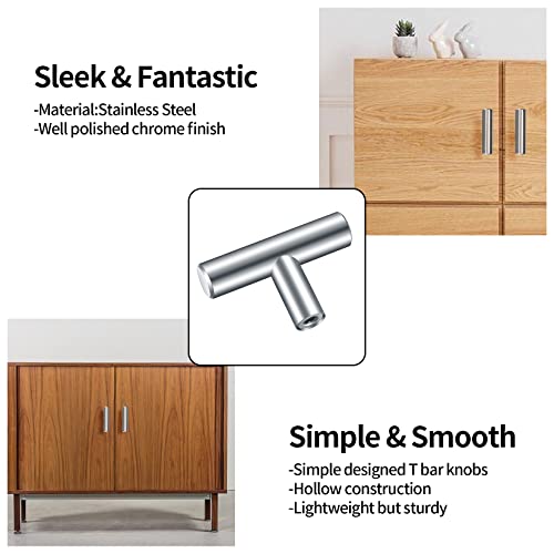 Kigniote 16PCS Cabinet T Bar Handle Chrome Kitchen Drawer Knobs Handles Silver Cupboard Knobs - Image 3
