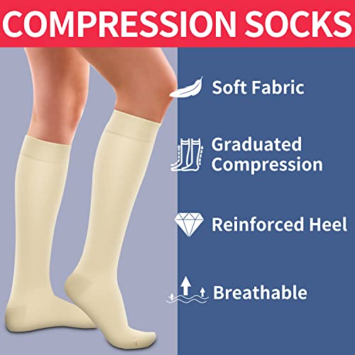 Image of Laite Hebe 4 Pairs-Compression Socks for Women&Men Circulation-Best Support for Nurses,Running,Athletic