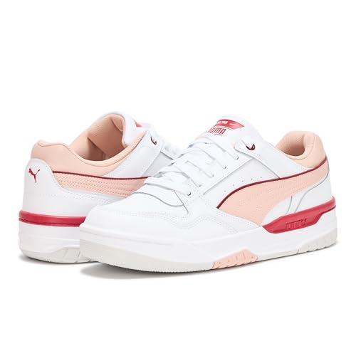 PUMA Women's Rebound Retro Shoes, White-Rose Quartz-Feather Gray, 5.53
