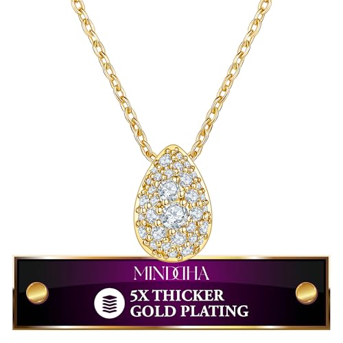 MINDDHA 14K/18K�S�[���h���b�L�e�B�A�h���b�v�L���[�r�b�N�W���R�j�A�y���_���g�l�b�N���X ���f�B�[�X | �G���K���g�ŏ�i�ȃW���G���[ | �����b�L�I�v�V���� | ������@���M�t�g�ɍœK 15~18�C���` + 3�C���`�̃G�N�X�e���_�[, 1