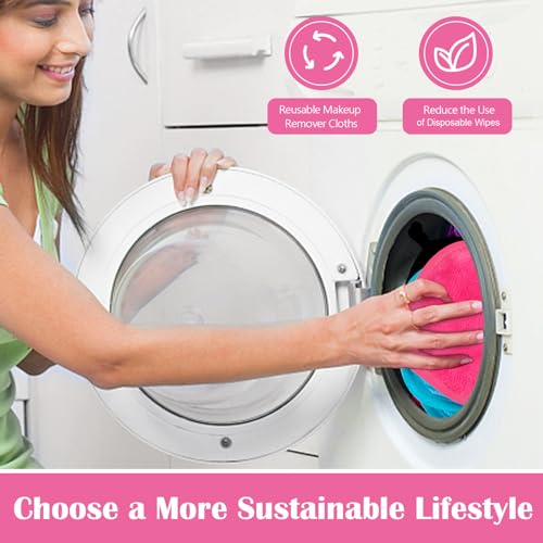 Orighty Paquete de 24 paños desmaquillantes, paños de limpieza faciales para eliminar maquillaje, almohadillas reutilizables para eliminar la suciedad al instante con solo agua, 5 x 5 pulgadas - imagen 6