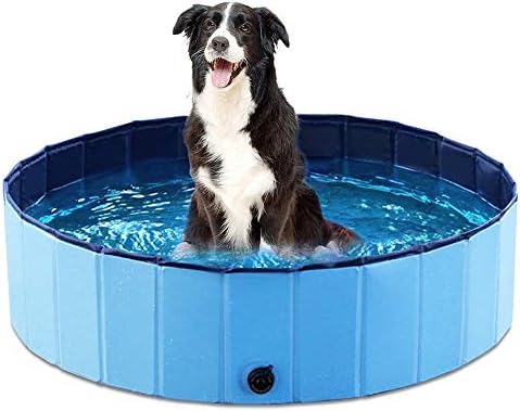 Jasonwell Foldable Dog Pet Bath Pool Collapsible Dog Pet Pool Bathing Tub Kiddie Pool for Dogs Cats and Kids (39.5inch.D x 11.8inch.H, Blue)