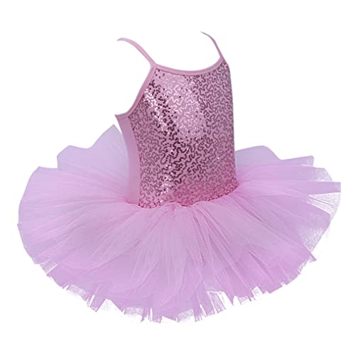 Tiaobug Girls Sequined Camisole Gym Ballet Dance Tutu Dress Sweetheart Ballerina Leotard Skirted Dancewear Costumes Pink Tutu 4-5 #TOP1