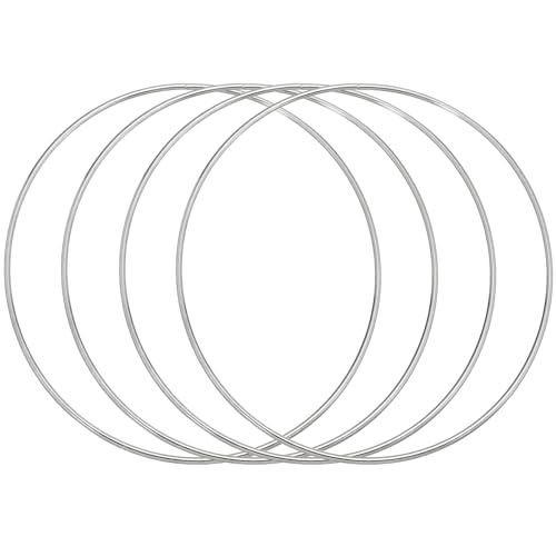 Anneau attrape-rêve en métal argenté 20cm pour loisirs créatifs x4