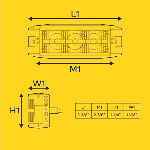 Image of LAMPHUS 4pc NanoFlare 3.5 inch 3W Amber LED Surface Mount Police Grill Strobe Warning Lights [SAE Class 1] Orange 12V Rectangle Grille Flashing Emergency Light for Pilot Work Truck Vehicles Cars
