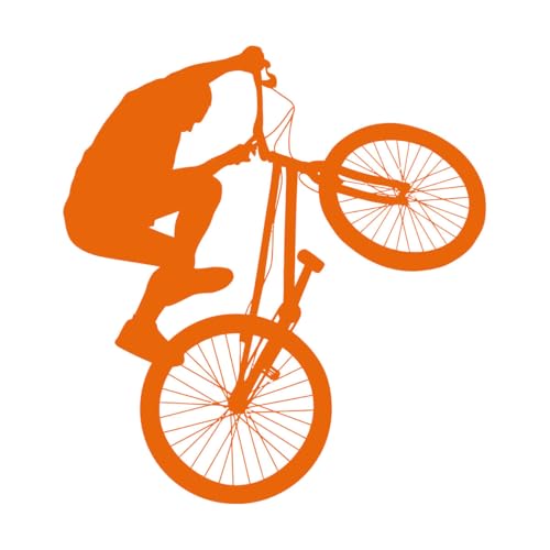 Vinyl-Kunstaufkleber Fahrrad BMX Fahrrad Teenager Extremsportarten 36x39cm Mehrere Farbauswahl Orange