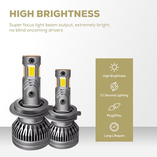 Image of klyro LED Headlight Bulb for Car 200W 20000LM 4300K Warm White Light | Plug & Play Waterproof LED Headlamp | High Visibility Night Driving Light | Pack of 2 HIR (9012)