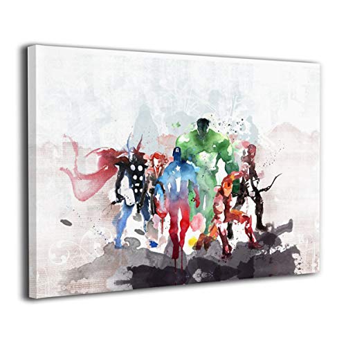 LP ART Canvas Print Wall Art Watercolor The Avengers Super Heroes Collage Picture