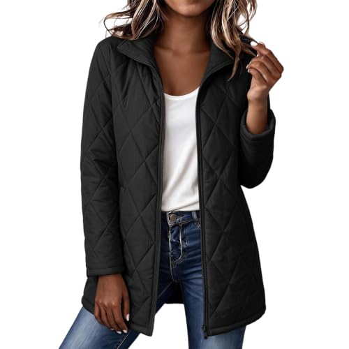 Quilted Jackets for Women Lightwight Fall Winter Mid Length Padded Coats - image 6