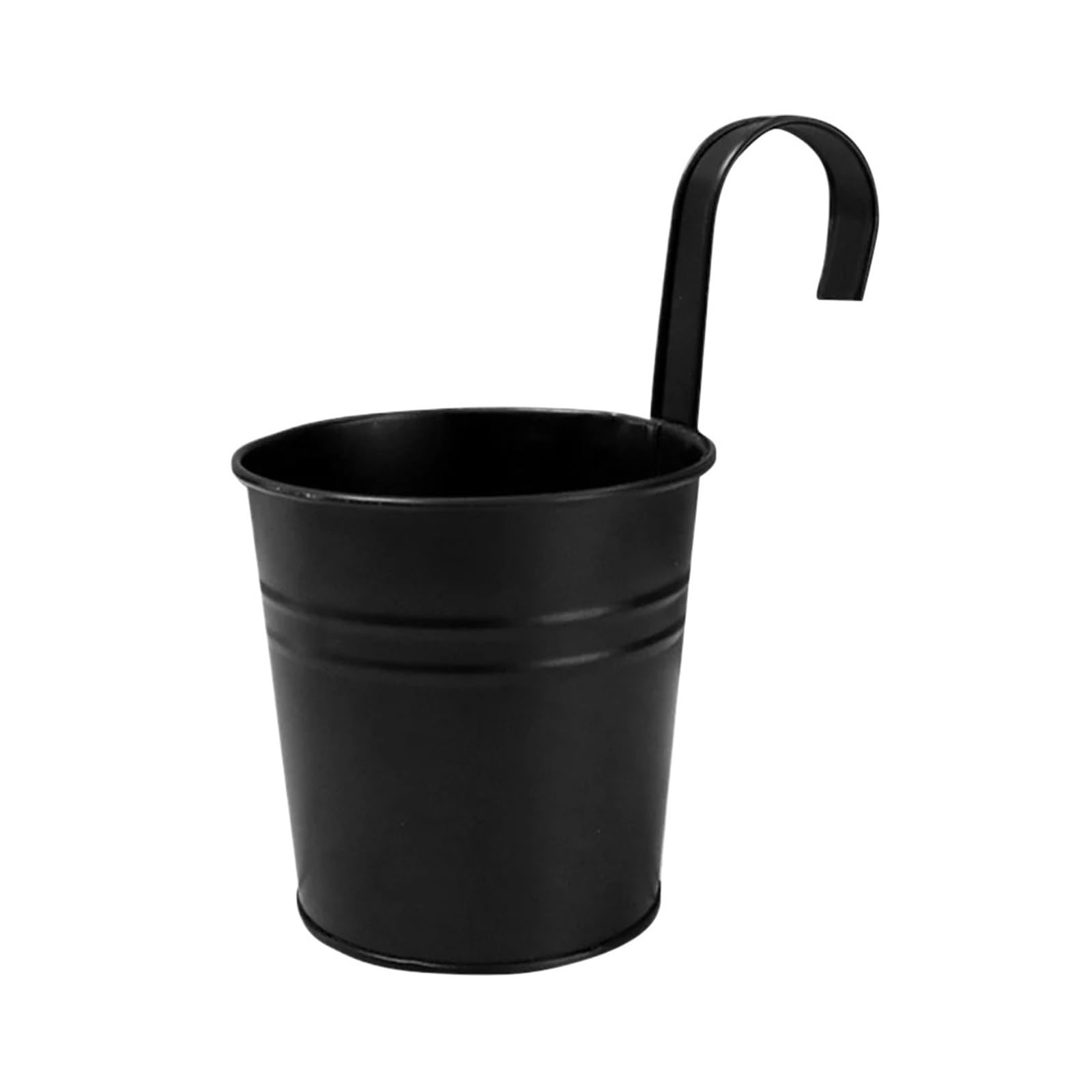FJSNGPSBQPC 6/10Pcs, Hanging Flower Pots Iron Bucket Detachable Hook Balcony With Drainage Hole For Fence(10Pcs Black)