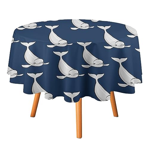 Beluga Whale Table Cloth Decorative Fabric Table Cover Washable Dust-Proof Wrinkle Resistant for Camping Picnic 19.99