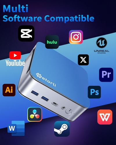 Getorli Mini PC AMD Ryzen 7 6800H (Beats 7640HS/7730U) 8C/16T, Max 4.7 GHz Small Desktop Computer 32GB LP DDR5 RAM 1TB SSD Compact PCs 4K HDMI DP WiFi 6 BT5.3 Dual LAN(1000Mbps) Gaming PC - image 7
