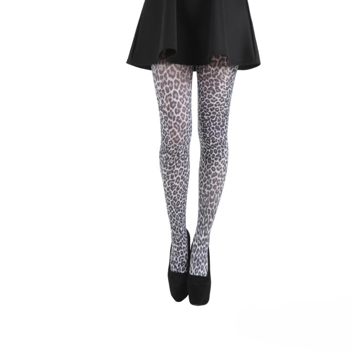 Leopard Animal Print Opaque Tights, Full Length, 8 Colours, Made In England