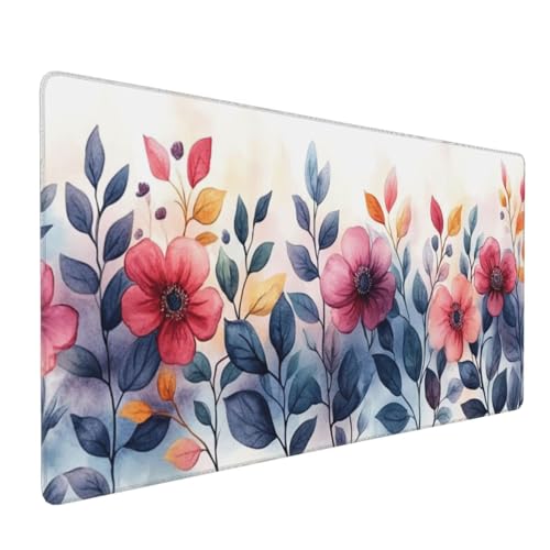 Tappetino per Mouse Gaming 900x500x3mm XXL Grande Fiori rosa Tappetini Tastiera Scrivania con Base in Gomma Antiscivolo Mat con Bordi Cuciti per Computer PC Laptop J-4183