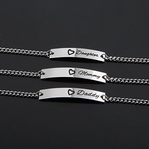 Image of WUSUANED Sn&Daughe&Mommy Bracelet Baptism Bracelet Mom Family Bar Bracelet Set Gift for New Mom&Newborn