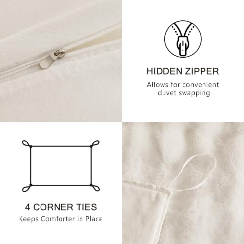 Image of EMME Faux Fur Duvet Cover Twin Size, 2 Pieces Ultra Soft Fluffy Comforter Cover, Cozy Warm for Winter, Luxury Elegant Shaggy Bubble Design Bedding, 1 Duvet Cover & 1 Pillow Shams (Twin, Cream White)