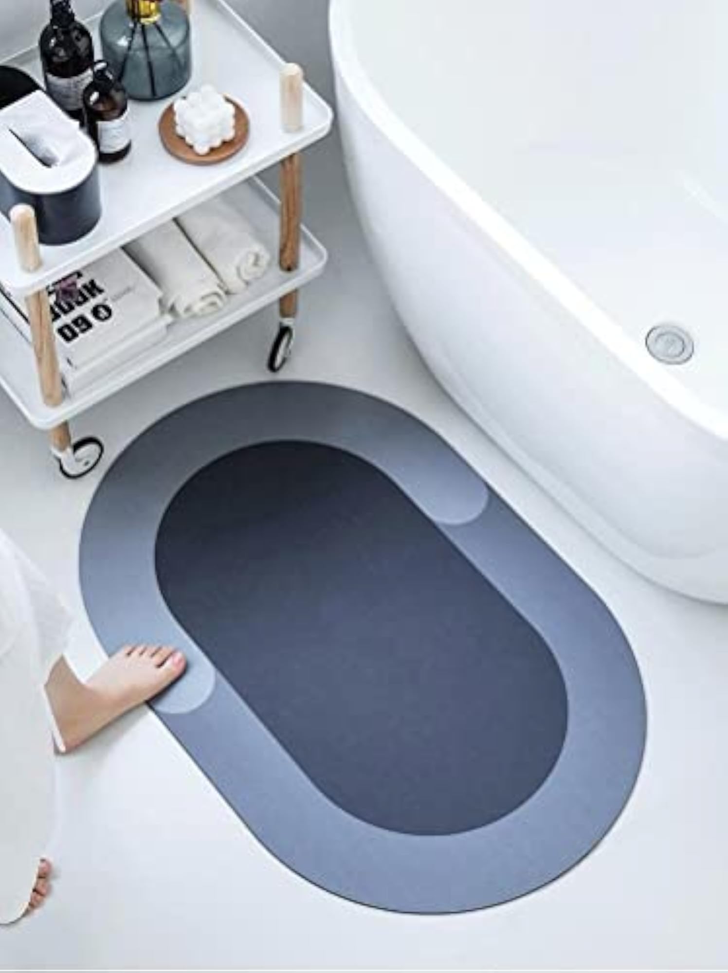 Anti-Slip Water Soak Bath Mat, Oval Design