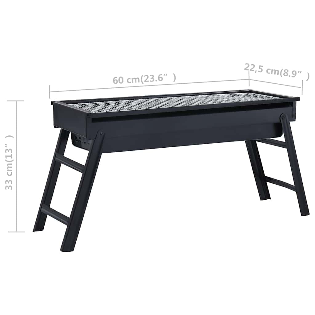 Barbecue portatile da campeggio in acciaio 60 x 22,5 x 33 cm, griglia a carbone per barbecue, per terrazza, esterno, giardino, campeggio