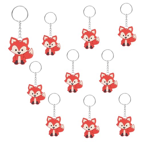 YINGLUOEU 10 Piezas Llaveros Zorro Llavero de Animales de Dibujos Animados Decoración de Zorro para Fiesta de Cumpleaños Infantil Decoración
