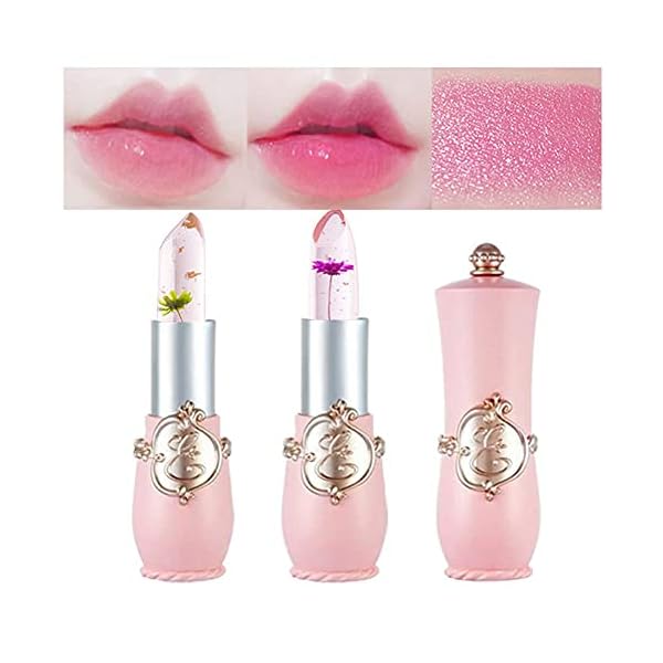 BINGBRUSH 2Pcs Flower Jelly Color Changing Lipstick Magic Lipstick Lip Gloss with Flower inside,Clear Flower PH Jelly Lipstick Prime Lip Color Change Changing Lipstick Lip Blam