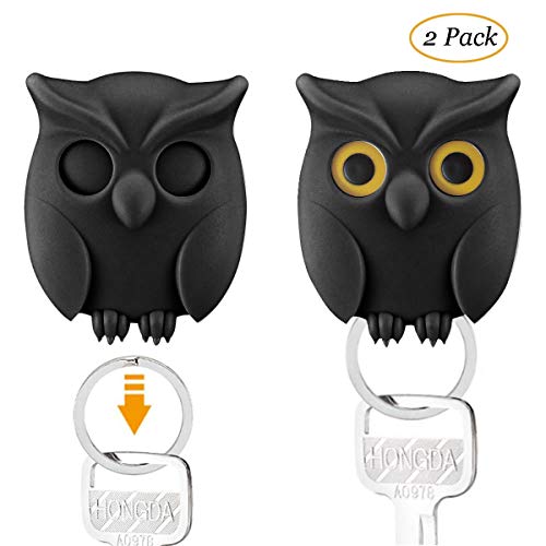 YOUDO - Juego de 2 Ganchos autoadhesivos para Llaves de Pared, diseño de búho