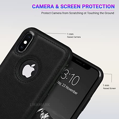 Image of LIRAMARK PU Leather Flexible Back Cover Case Designed for iPhone Xs Max (Black)