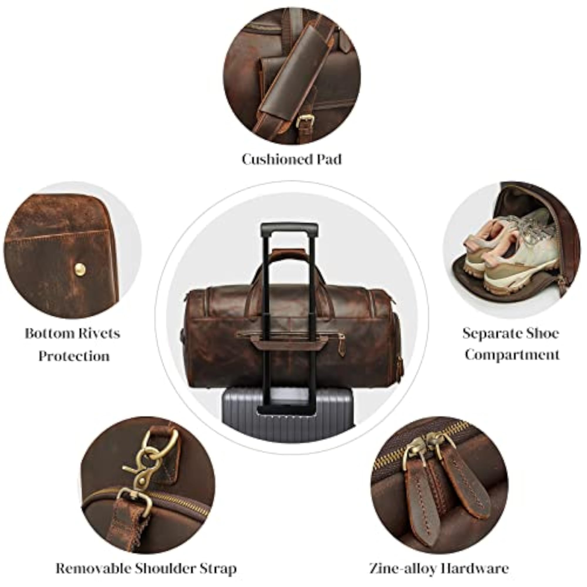 Leather Travel Duffel Bags for Men and Women