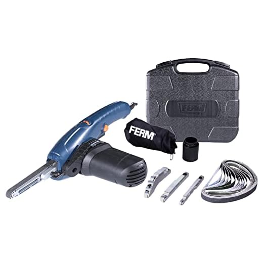 FERM EFM1001 Lijadora de Banda de Precisión (400 W, 230 V, Set de 17 Piezas)