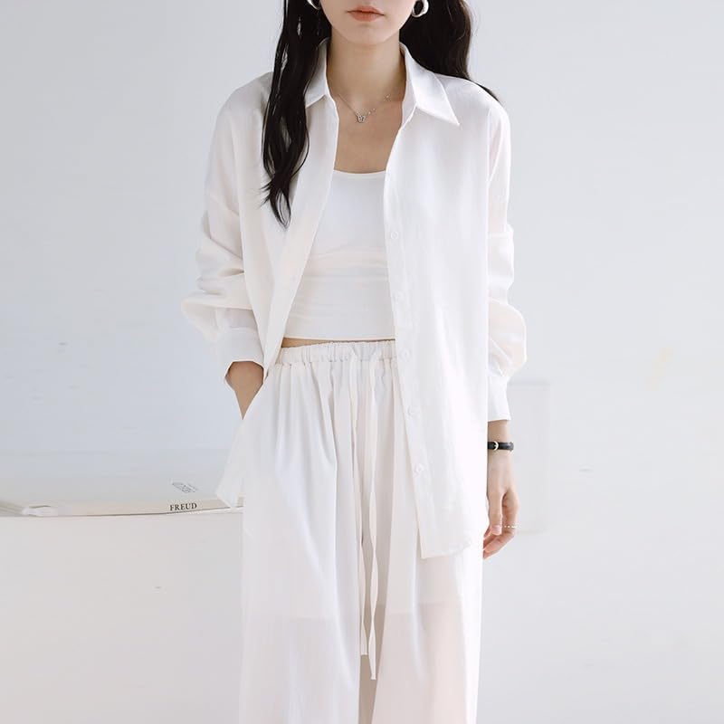 Women Linen Shirt Set Summer Casual Pants Two Piece Outfit