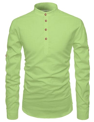 Image of Vida Loca Full Sleeve Mandarin Collor Cotton Casual Slim Fit Shirt for Men's