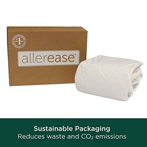 AllerEase Cotton Fresh Mattress Protector - Queen Size Cotton Zip Flexfit Waterproof Allergy Defense Odor Neutralizing