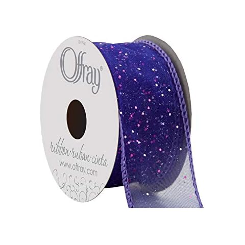 Offray, Grape Wired Edge Cosmic Glitz Craft Ribbon, 1 1/2-Inch x 9-Feet, 1 Count (Pack of 1) Cover