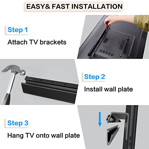 No Drill Drywall Tv Mount For All Brand 22-55 Inch Tvs Up To 100Lbs, Easy Install No Stud Studless Tv Wall Mount With All Hardware Included #TOP4
