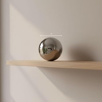 Bola Cast Aluminum Decorative Spheres Mirror Polished Silver or Enamel Color Finish, Modern Sculptural Orb Accent for Shelves, Tables, Bowls & Centerpieces, Multiple Sizes