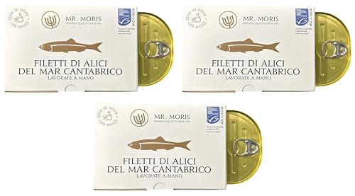 Mr. Moris® | Anchovy Fillets from Cantabrian Sea in Olive Oil | Handmade Anchovies fillets | Kosher...
