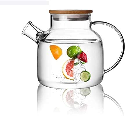 CnGlass Tetera de cristal a prueba de fuegos, teteras transparentes de 40,6 oz con boquilla de filtro extraíble, tetera para hojas sueltas y té con flores Cover