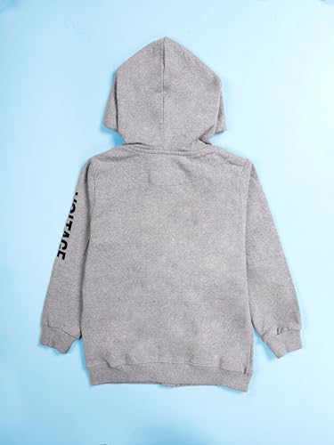 Image of KiddoPanti Boys Solid Cotton Full Sleeve Zip-Up Front Open Hooded Sweatshirt