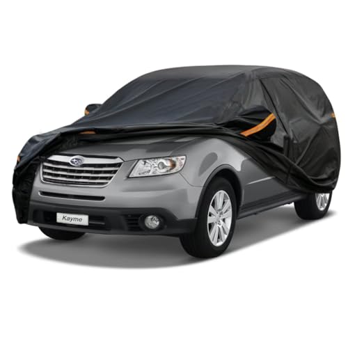 Kayme SUV Car Cover Fit for Subaru Tribeca (2008-2014) Automobiles All Weather Waterproof, Outdoor Cover Sun Rain Protection, with Lock and Zipper Doo