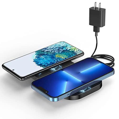 Wireless Charging Pad - 2 in 1 Wireless Charging Pad Station Stand for Apple iPhone 13 Pro Max/Mini, Pro,12,11,SE,X,8, Airpods 3/2/Pro, Wireless Phone Charger for Samsung S21,Galaxy,Qi-Enabled Phones